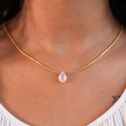 Rose Quartz Drop Necklace