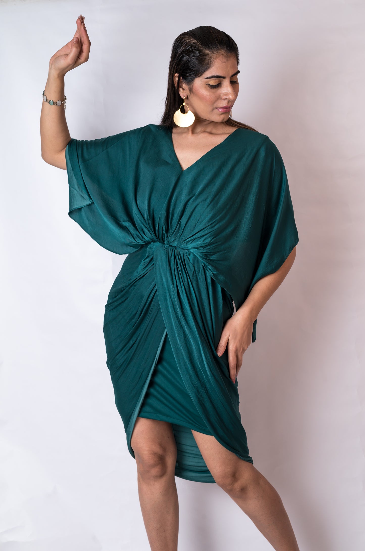 Barcelona dress- Emerald green pleated dress