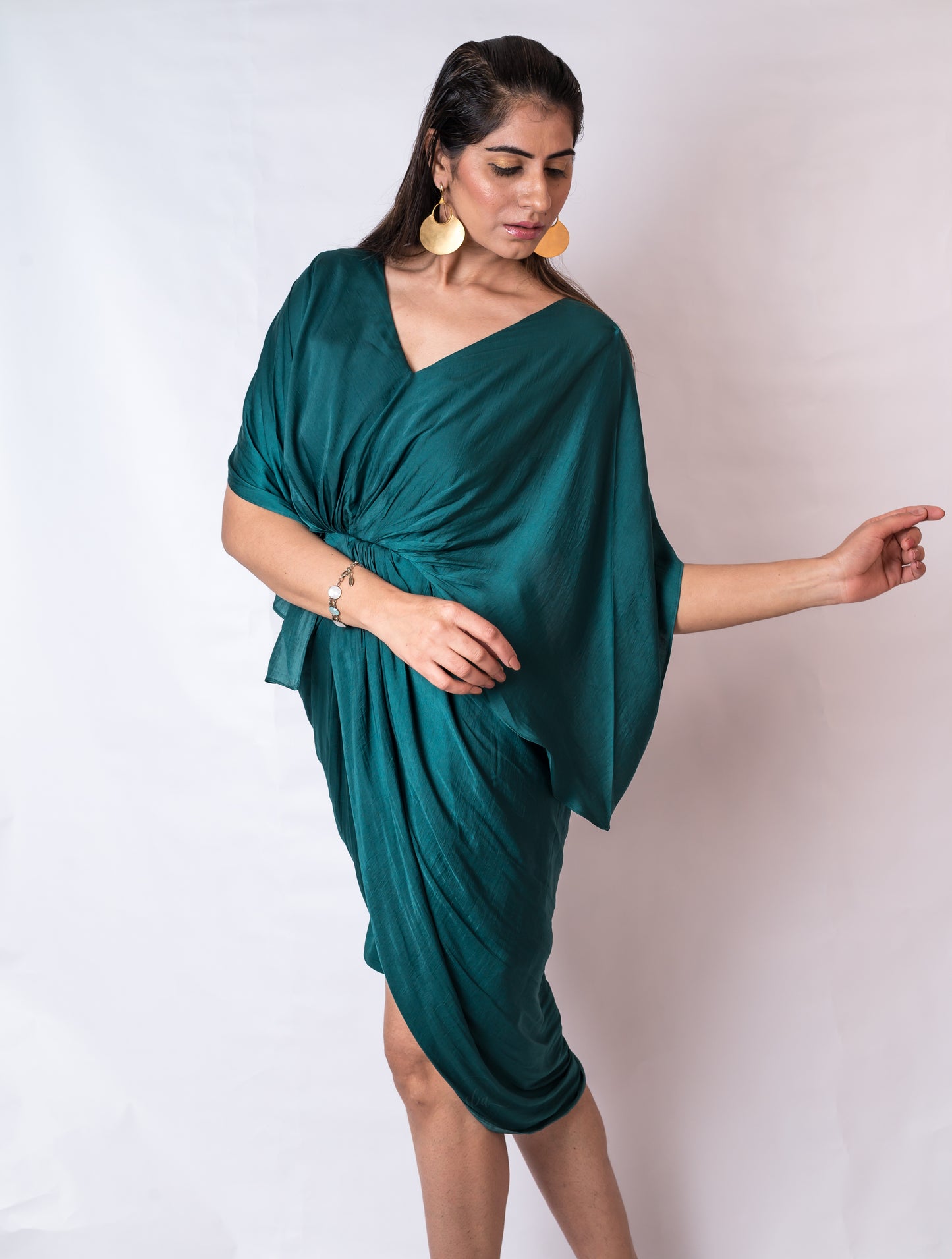 Barcelona dress- Emerald green pleated dress