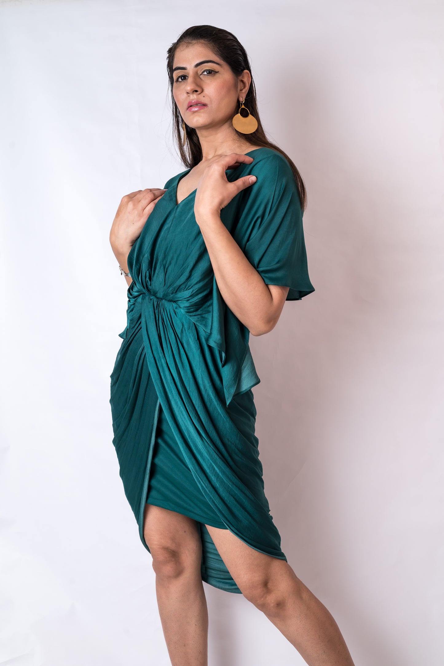 Barcelona dress- Emerald green pleated dress