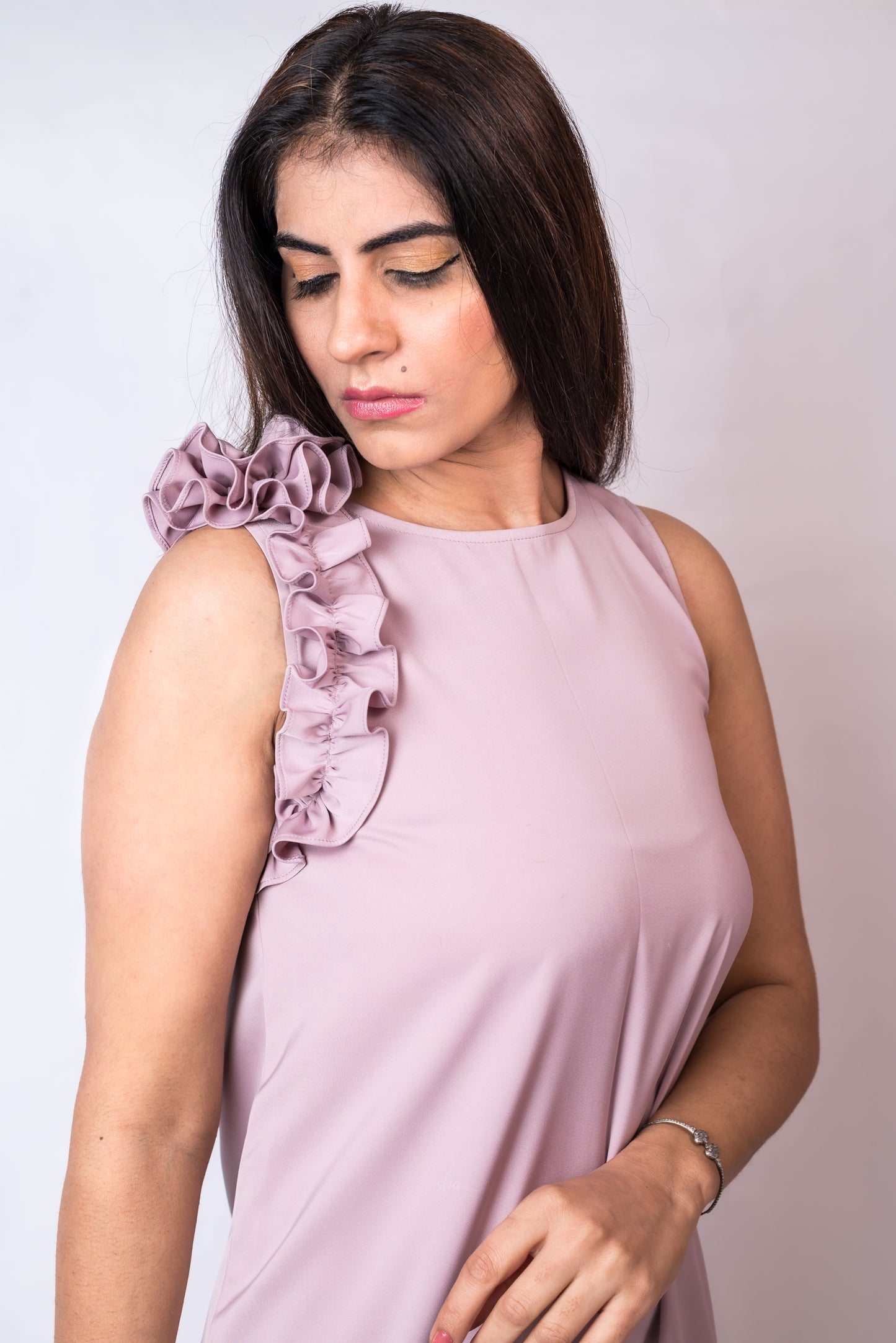 Bodrum dress- lavender dress with frill detail