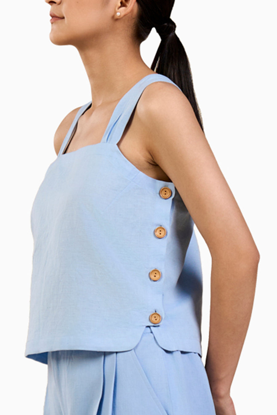 Dewdrop Camisole in Blue Linen