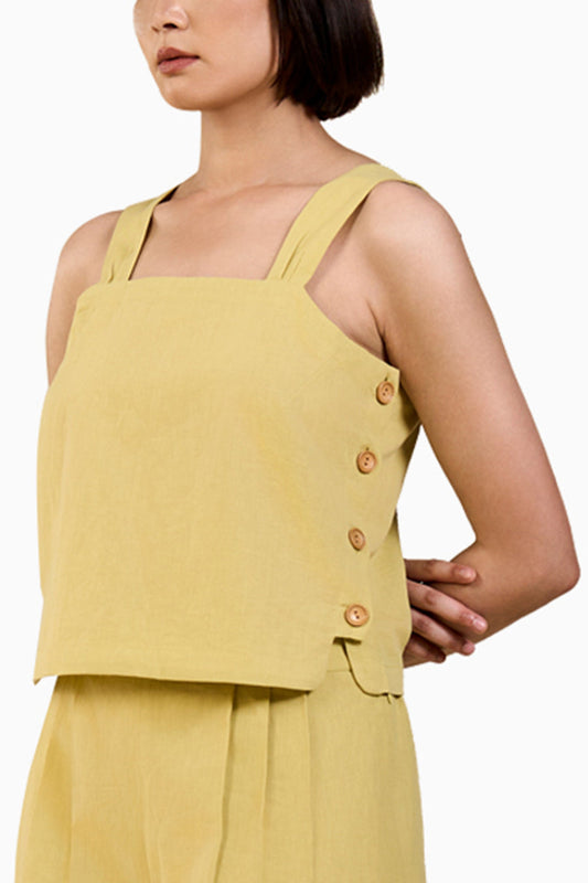 Dewdrop Camisole in Green Linen