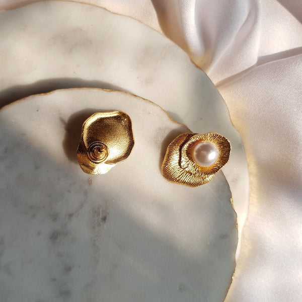 Leaf Pearl Studs