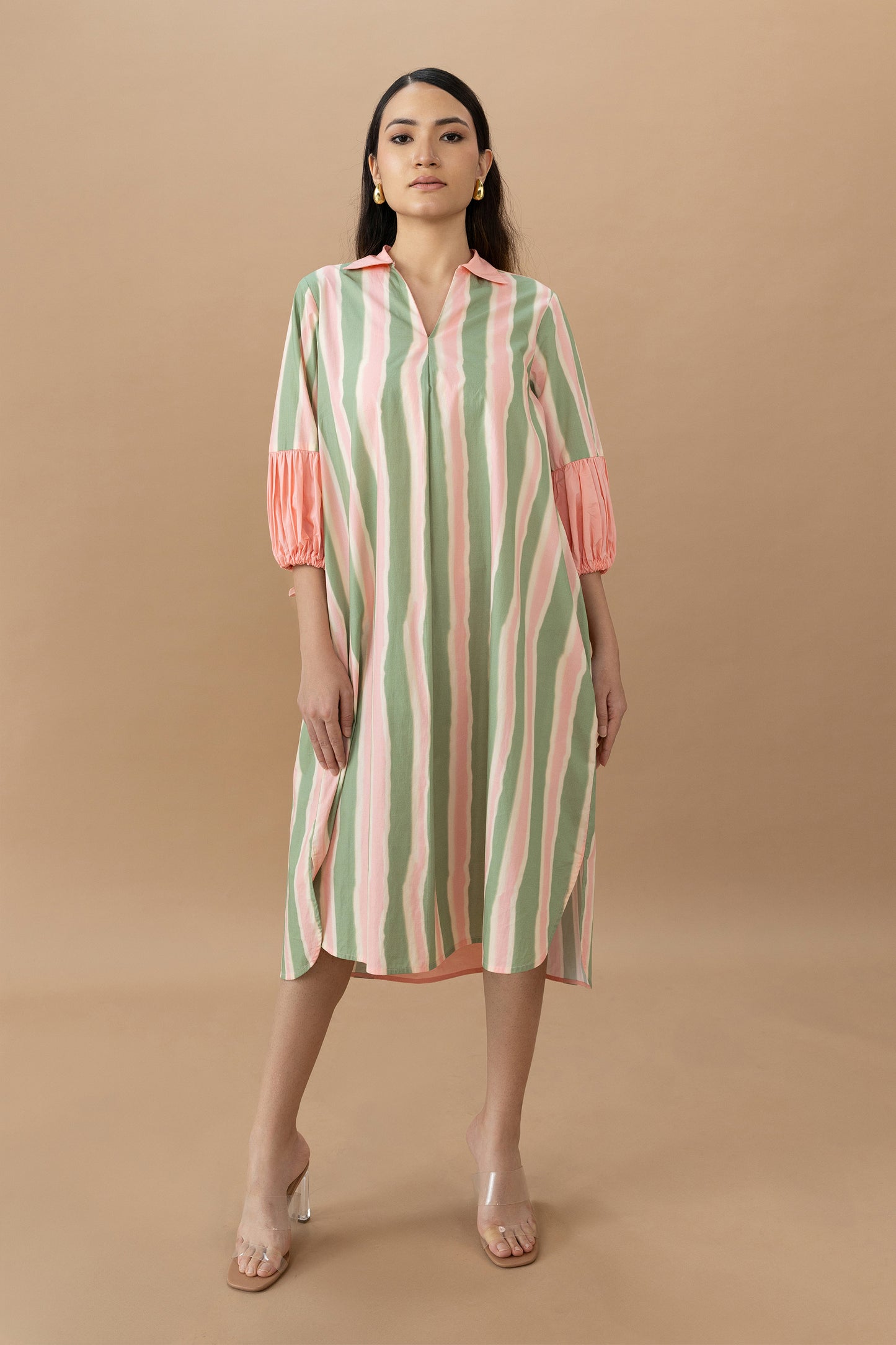 Jaden Dress - Olive Stripes