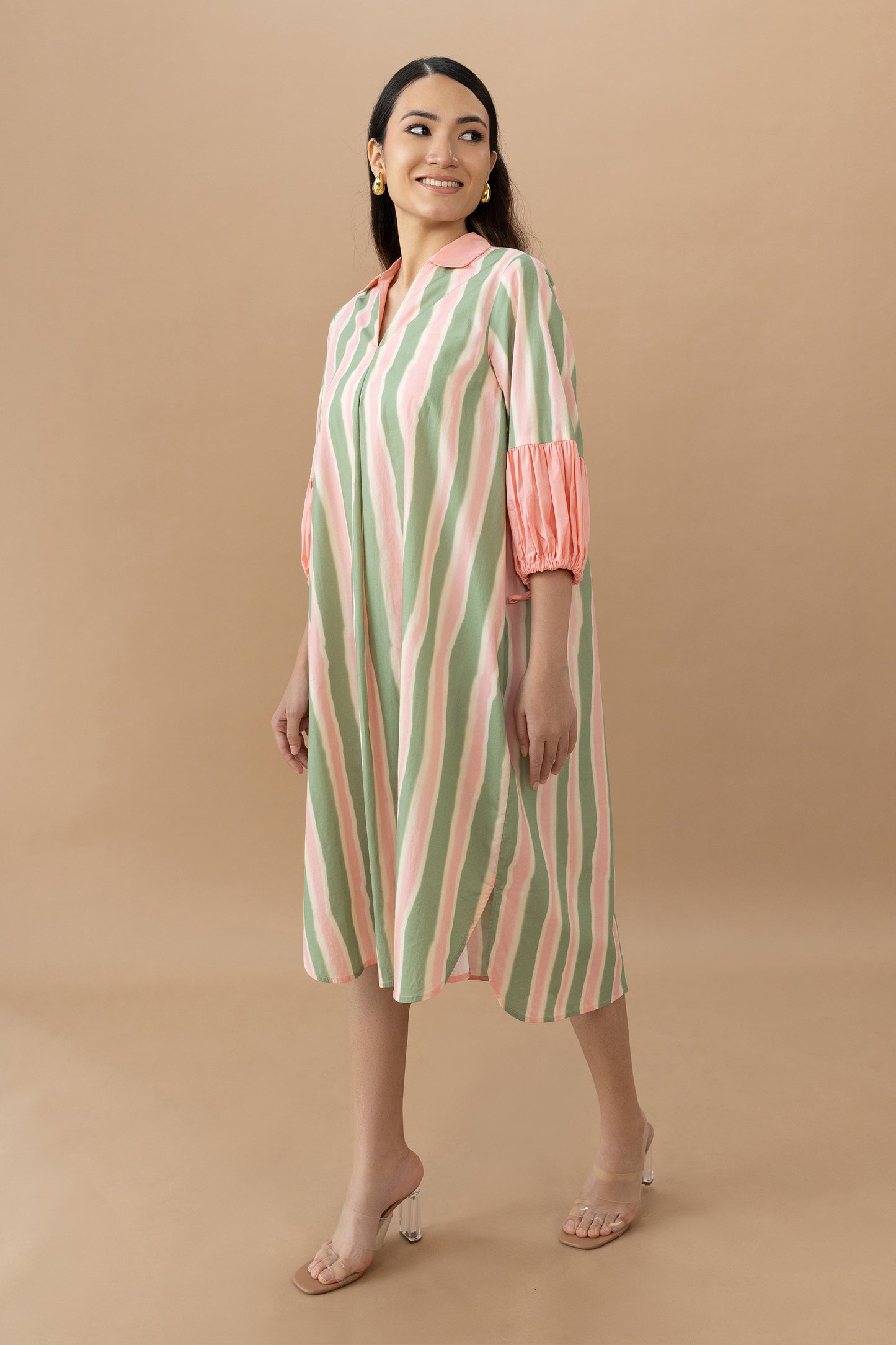 Jaden Dress - Olive Stripes