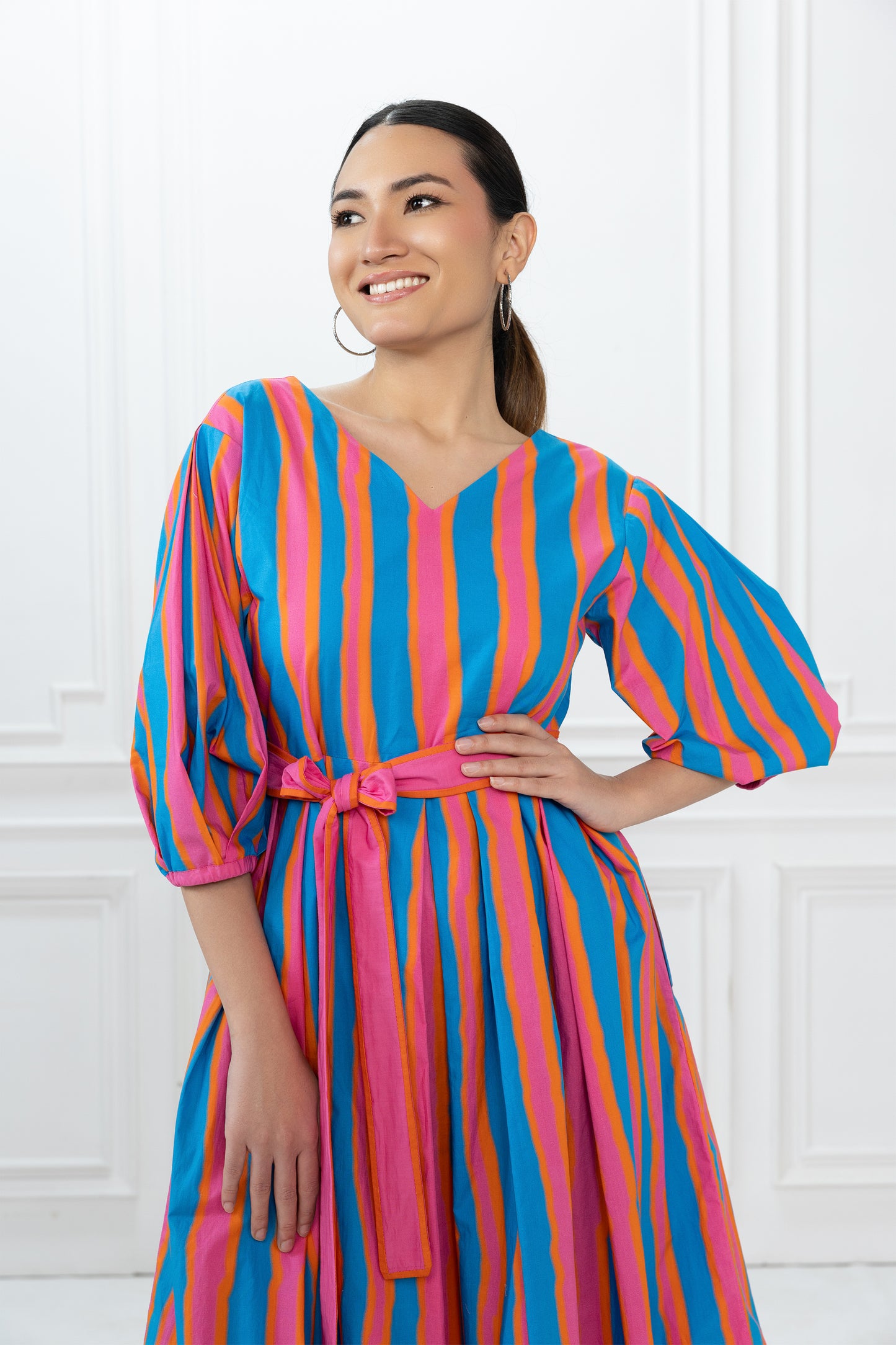 Emma Dress-Blue Stripes