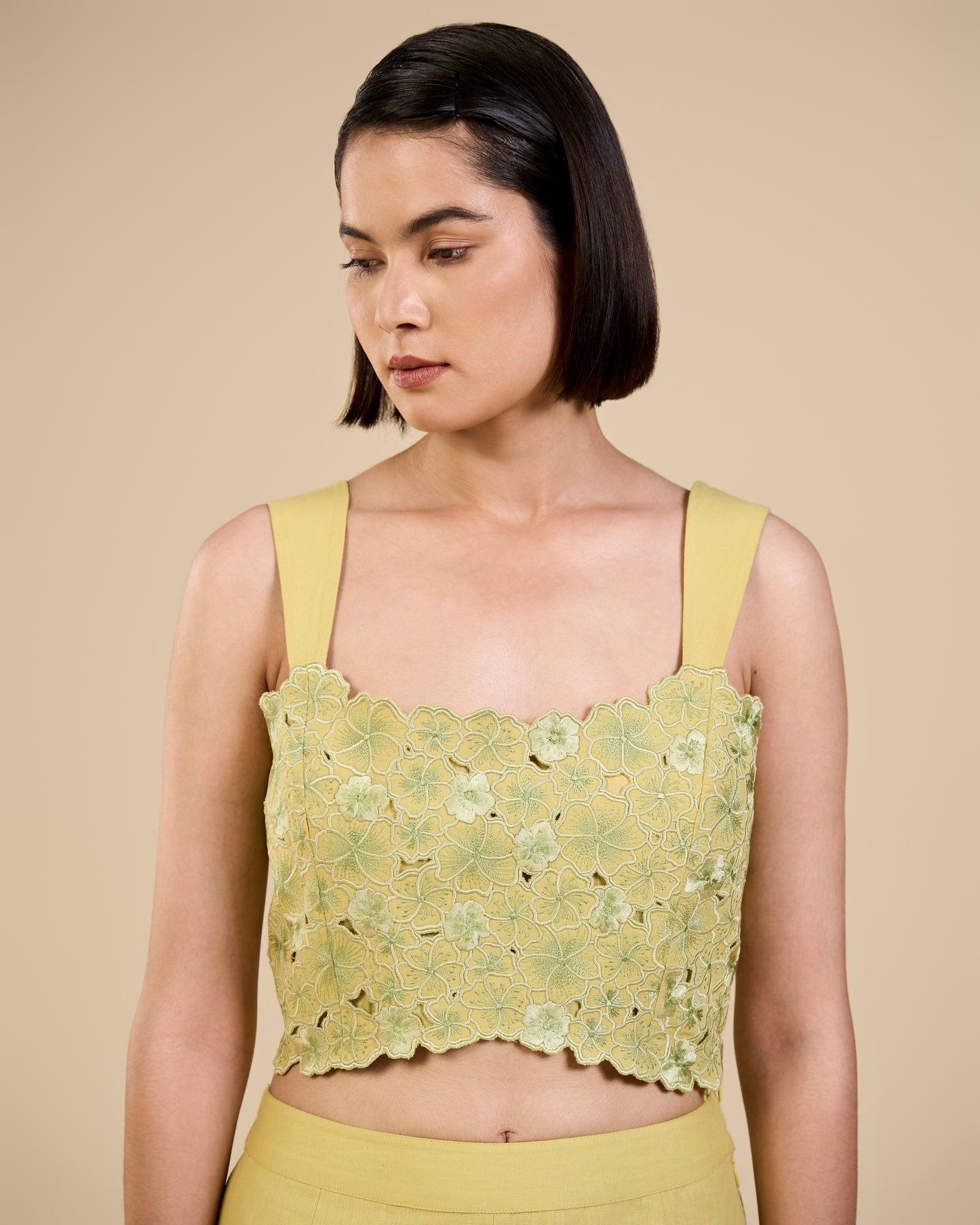 Sage Green Embroidered Bustier