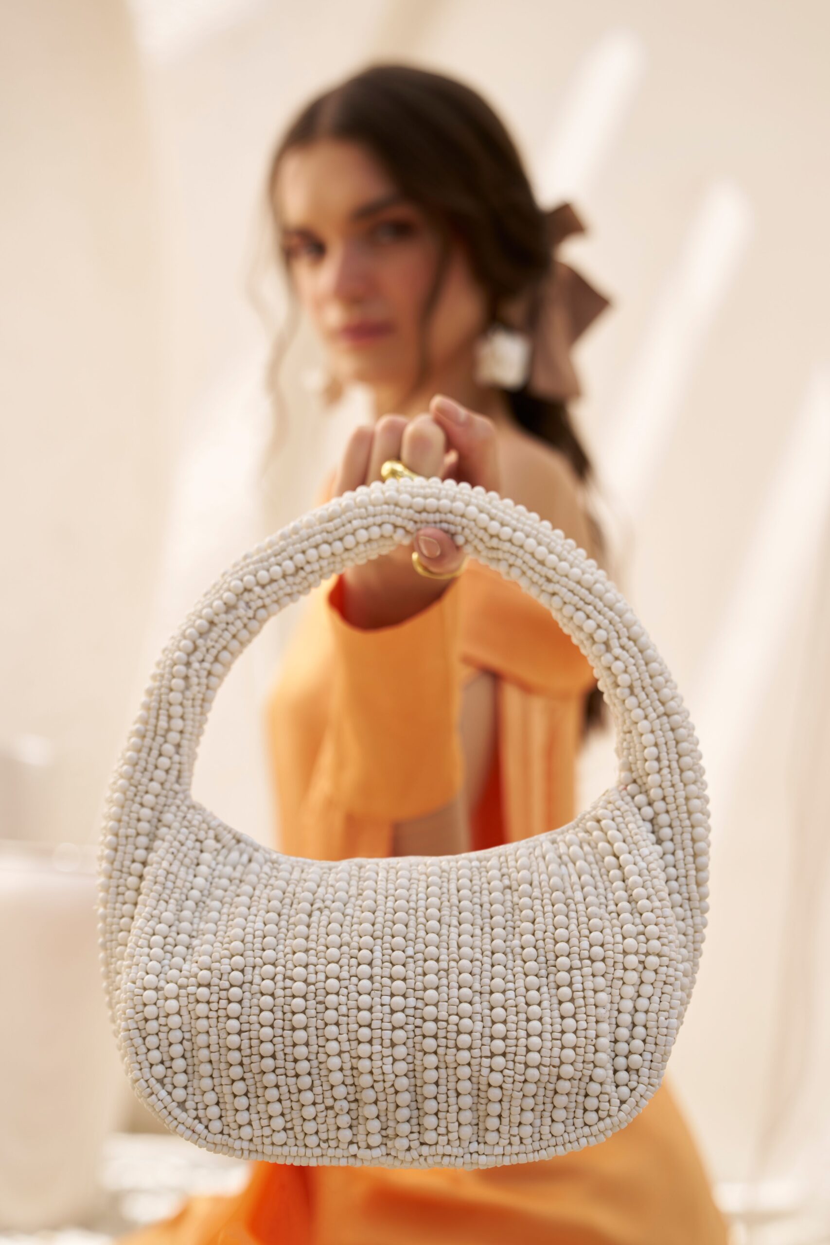 BEADED HANDBAG IVORY