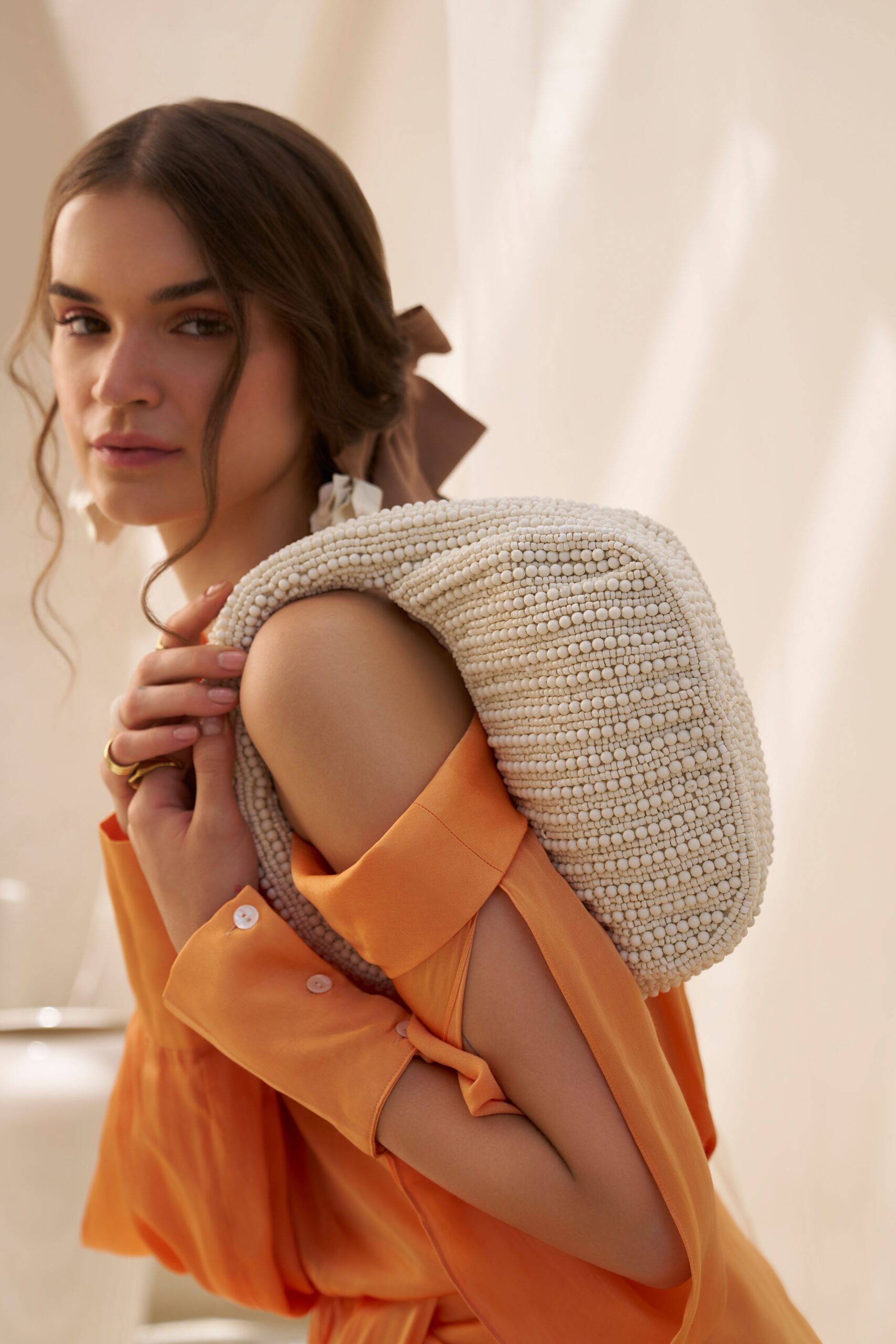 BEADED HANDBAG IVORY - Image 3