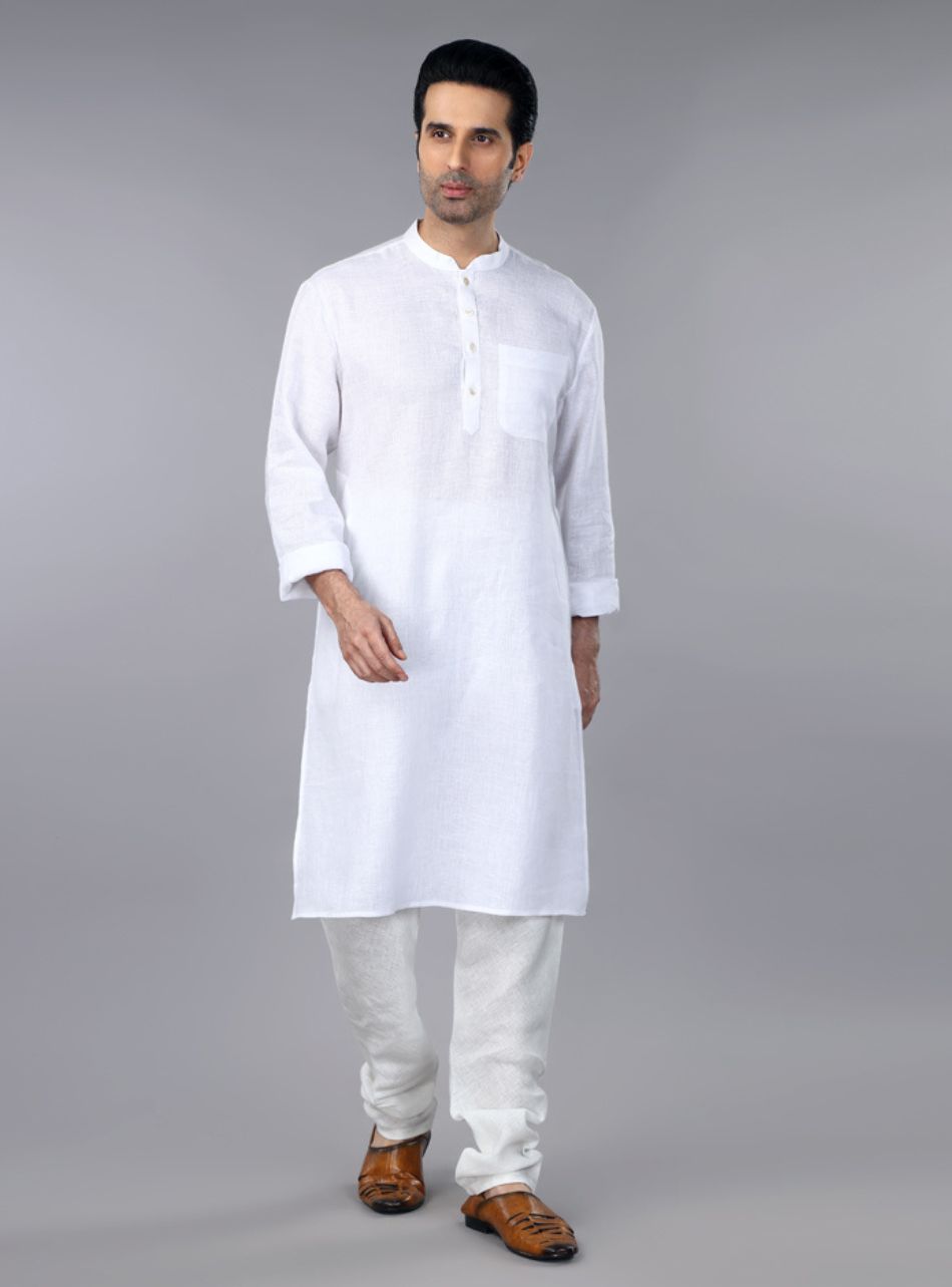 Frost White Linen Classic Kurta Set