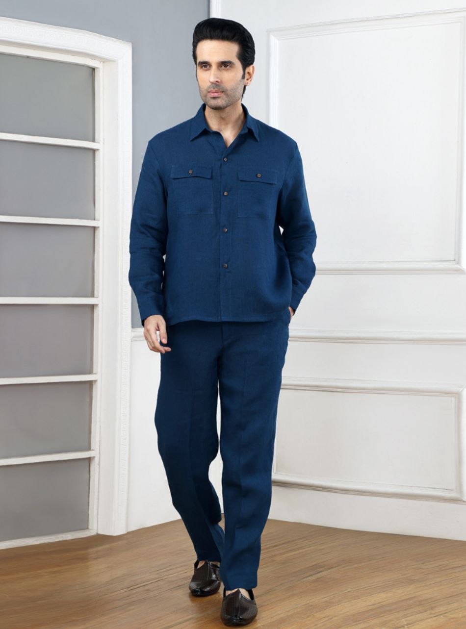 Indigo Linen Pocket Shirt