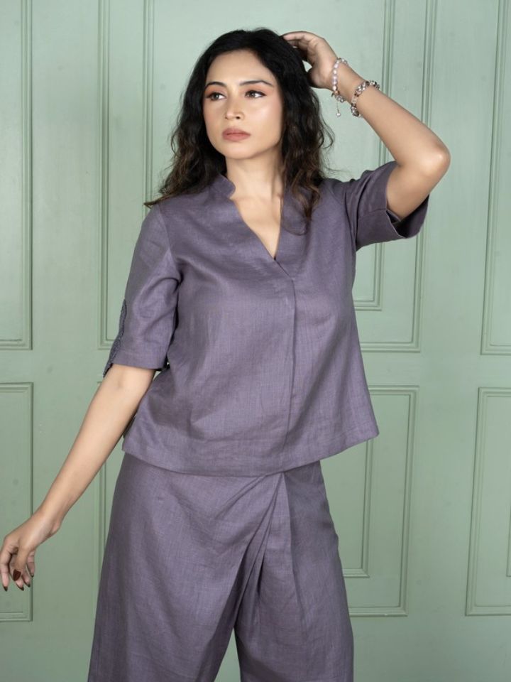 Berry Purple Linen Coord Set - Image 5
