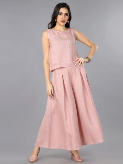 Flamingo Linen Short Top & Culotte Set