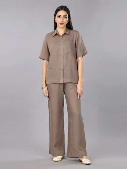 Mocha Mousse Linen Shirt & Pant Set