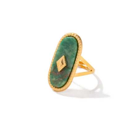 Gold Plated Green Stone Royal Princess Ring