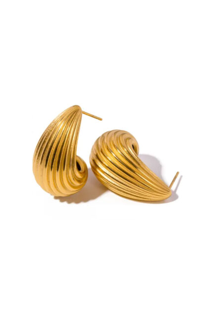 Gold Plated Textured Drop Earrings