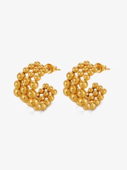 Gold Plated Round Mini Triple Hoop Earrings