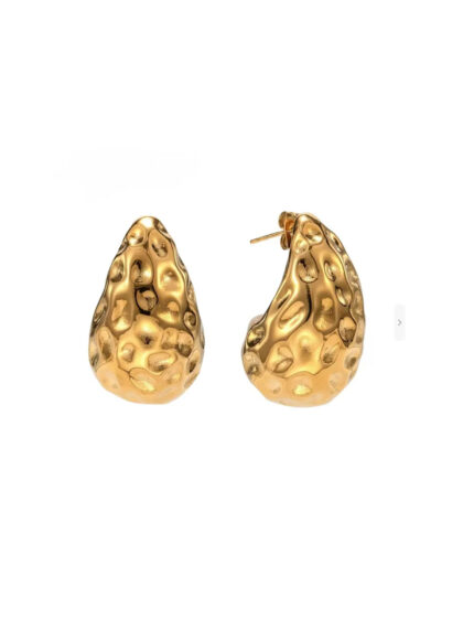 Gold Plated Textured Drop Earrings