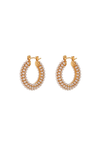 Gold Plated Pearl Hoop Earrings