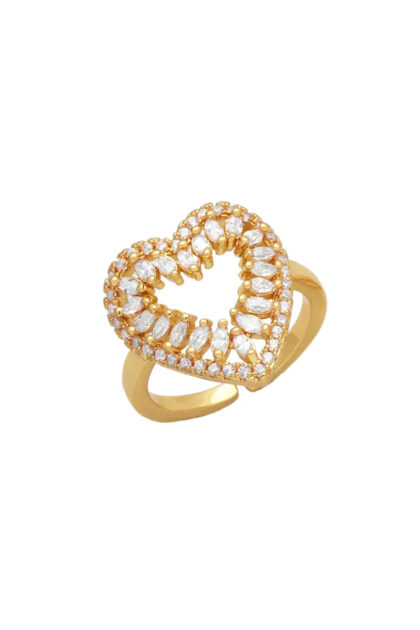 Gold Plated Rare Heart Zircon Ring