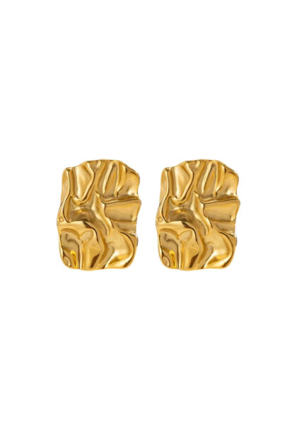 Gold Plated Abstract Textured Stud Earrings