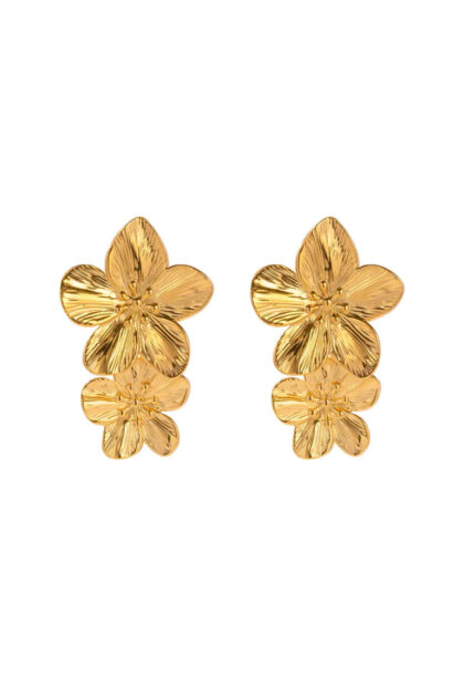 Gold Plated Summer Floral Dangler Earrings