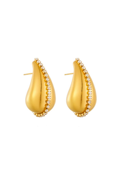 Gold Plated Rhinestones Drop Earrings