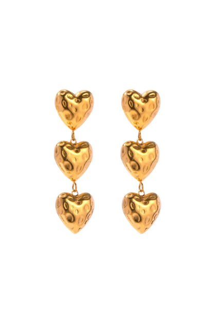 Gold Plated Heart Dangler Earrings