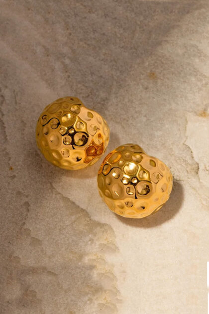 Gold Plated Textured Stud Earrings