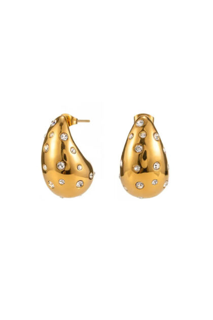 Gold Plated Diamond Drop Stud Earrings