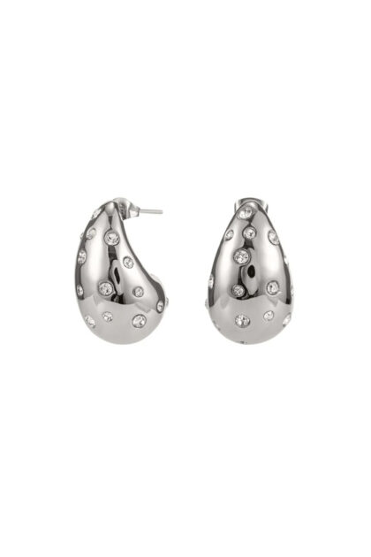 Silver Diamond Stud Drop Earrings