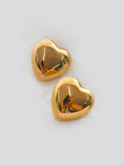 Gold Plated Chunky Heart Stud Earrings